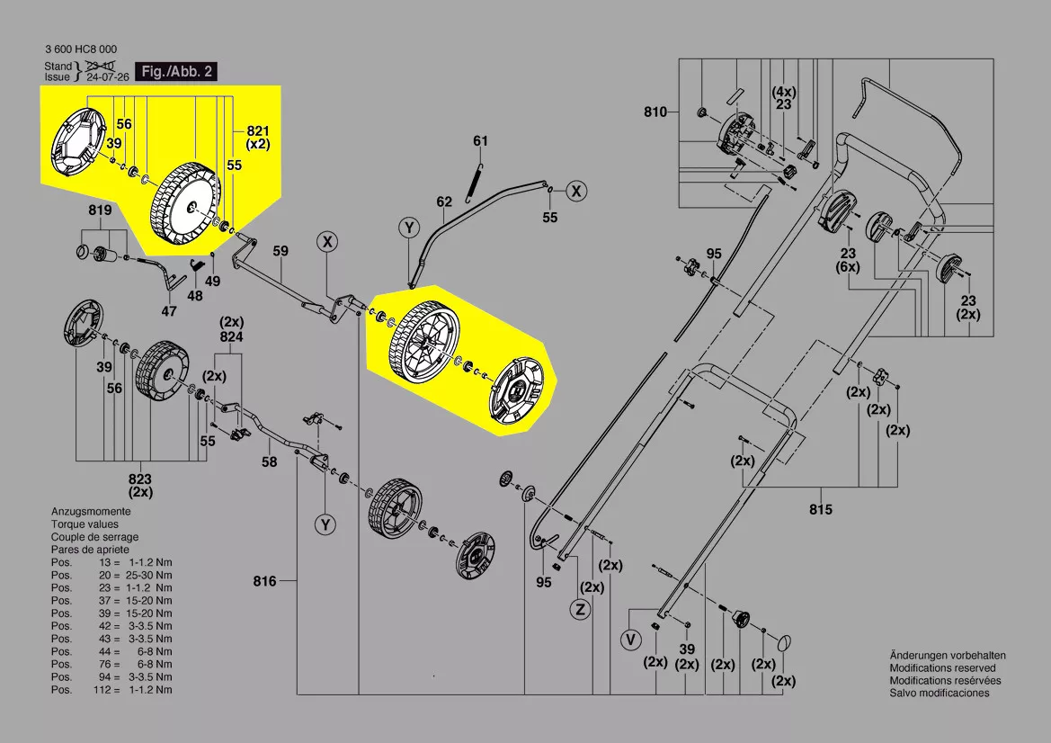jeu de 2 roues arrières tondeuse Bosch réf. F 016 F06 202